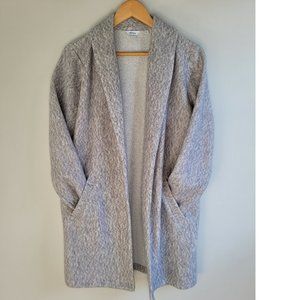 Boucle effect cardigan blazer with shawl collar and pockets